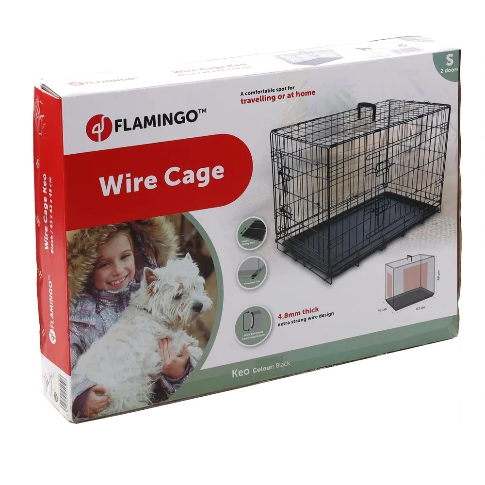 Flamingo Hundebur i metal Keo Sort S